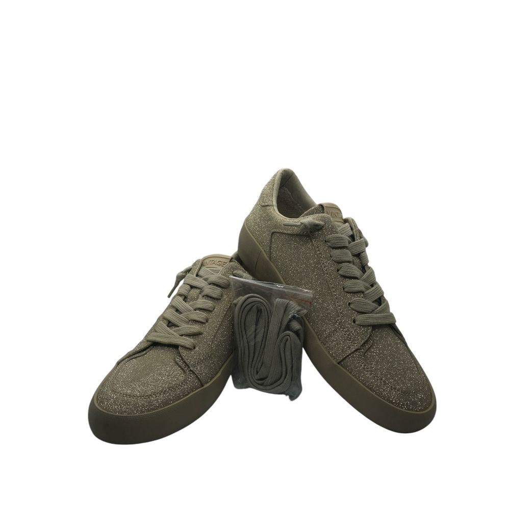 Vintage Premium Design Gold Glitter‎ Rubbed Sole Womens Sneakers